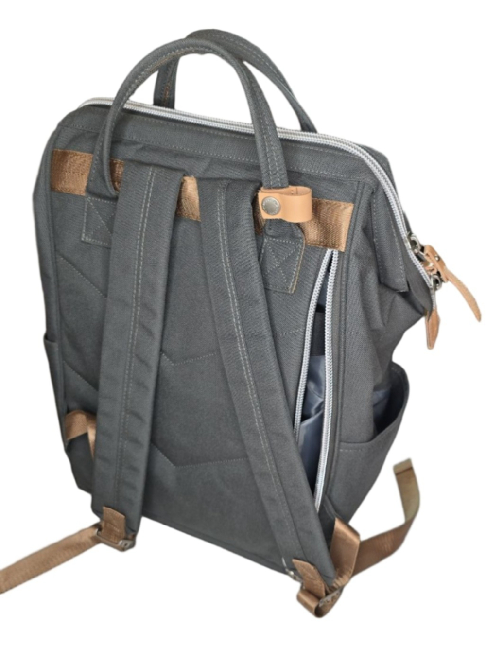 Himawari Gray Laptop Backpack Wide Opening Travel Diaper Bag School Bag - Picture 7 of 16